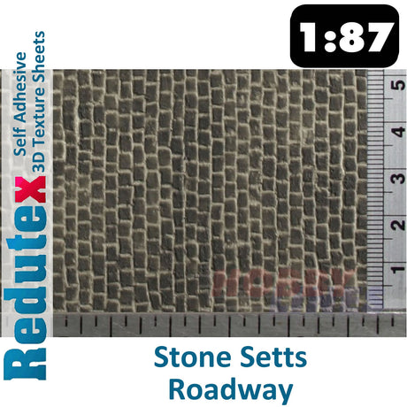 Redutex STONE SETTS ROADWAY Grey HO/OO Self Adhesive 3D Texture Sheets 087CF111