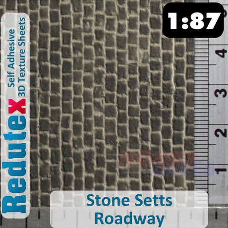 Redutex STONE SETTS ROADWAY Grey HO/OO Self Adhesive 3D Texture Sheets 087CF111