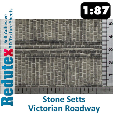 Redutex STONE SETTS UNEVEN ROADWAY 1:87 HO 3D Self Adhesive Texture Sheet