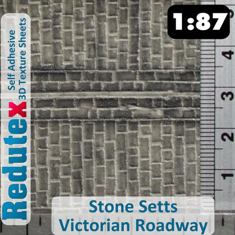 Redutex STONE SETTS UNEVEN ROADWAY 1:87 HO 3D Self Adhesive Texture Sheet