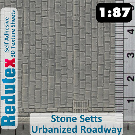 Redutex STONE SETTS UNEVEN ROADWAY I Grey 1:87 HO 3D Self Adhesive Texture Sheet
