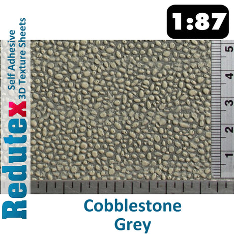 Redutex COBBLESTONE Grey STANDARD 1:87 HO 3D Self Adhesive Texture Sheet