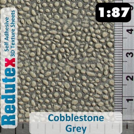 Redutex COBBLESTONE Grey STANDARD 1:87 HO 3D Self Adhesive Texture Sheet