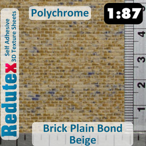 Redutex BRICK PLAIN BOND Beige POLYCHROME 1:87 HO 3D Self Adhesive Texture Shee