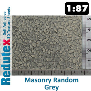 Redutex MASONRY RANDOM STONE Grey STANDARD 1:87 HO 3D Self Adhesive Texture Shee