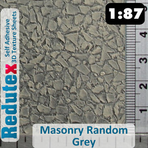 Redutex MASONRY RANDOM STONE Grey STANDARD 1:87 HO 3D Self Adhesive Texture Shee
