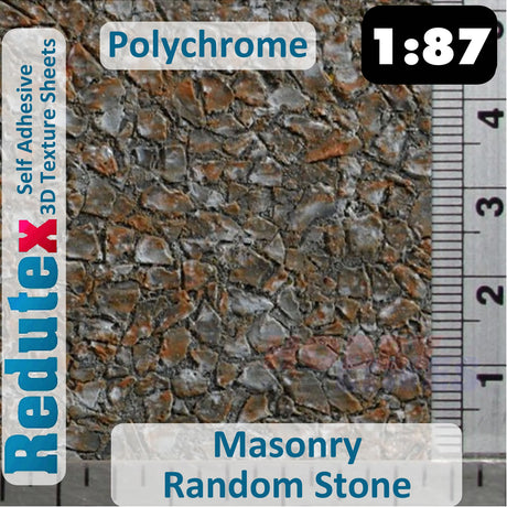 Redutex MASONRY RANDOM STONE Polychrome HO/OO 3D Texture Sheets 087MP124