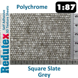 Redutex SQUARE SLATE Grey POLYCHROME 1:87 HO 3D Self Adhesive Texture Sheet