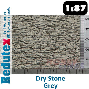 Redutex DRY STONE Grey OO/HO Self Adhesive 3D Texture Sheets 087PL111