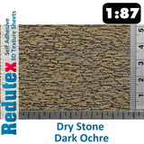 Redutex DRY STONE Dk Ochre STANDARD 1:87 HO 3D Self Adhesive Texture Sheet