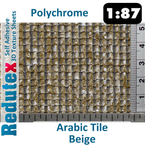 Redutex ARABIC TILE Beige POLYCHROME 1:87 HO 3D Self Adhesive Texture Sheet