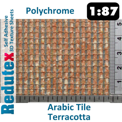 Redutex ARABIC TILE Terracotta POLYCHROME 1:87 HO 3D Self Adhesive Texture Sheet