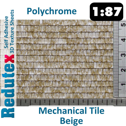Redutex MECHANICAL TILE Beige POLYCHROME 1:87 HO 3D Self Adhesive Texture Sheet