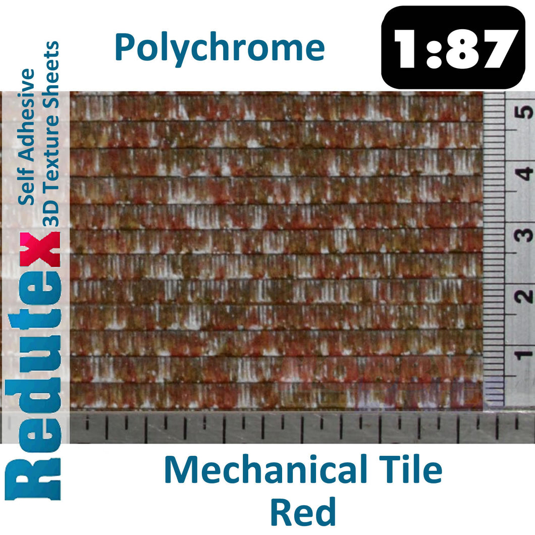 Redutex MECHANICAL TILE POLYCHROME Red HO/OO 3D Texture Sheets 087TM123