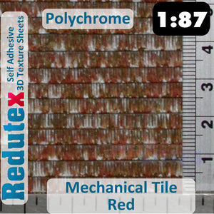 Redutex MECHANICAL TILE POLYCHROME Red HO/OO 3D Texture Sheets 087TM123