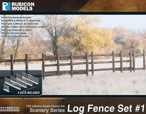Log Fence Set #1 Diorama Plastic Model Kit 1:56 Rubicon Models 283001