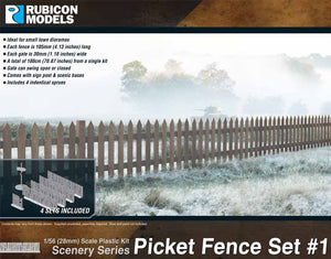 Picket Fence Set #1 Diorama Plastic Model Kit 1:56 Rubicon Models 283002