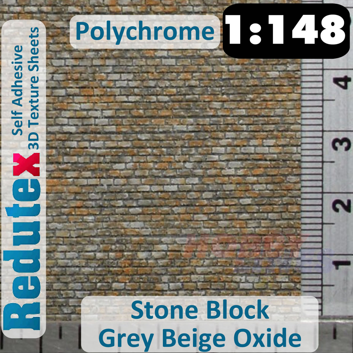 Redutex STONE BLOCK POLYCHROME Oxidised N 3D Flexible Texture Sheet 148BL124