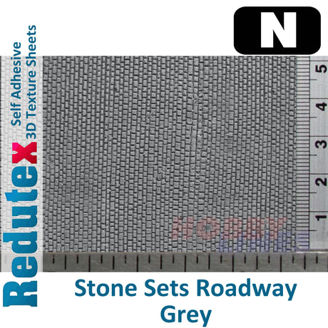 Redutex STONE SETTS ROADWAY GREY N Self Adhesive 3D Texture Sheets 148CF111