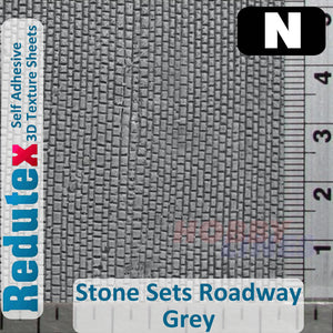 Redutex STONE SETTS ROADWAY GREY N Self Adhesive 3D Texture Sheets 148CF111