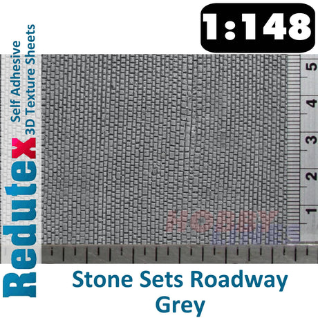 Redutex STONE SETTS ROADWAY GREY N Self Adhesive 3D Texture Sheets 148CF111