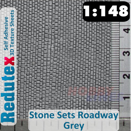 Redutex STONE SETTS ROADWAY GREY N Self Adhesive 3D Texture Sheets 148CF111