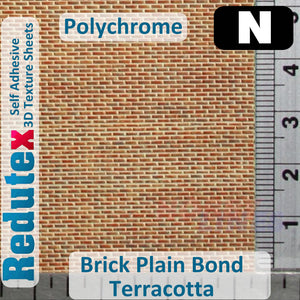 Redutex BRICK PLAIN POLYCHROME Terracotta N 3D Flexible Texture Sheet 148LD122
