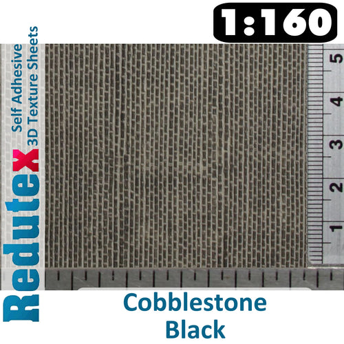 Redutex COBBLESTONE Black N 3D Flexible Texture Sheet Self Adhesive 160AD112