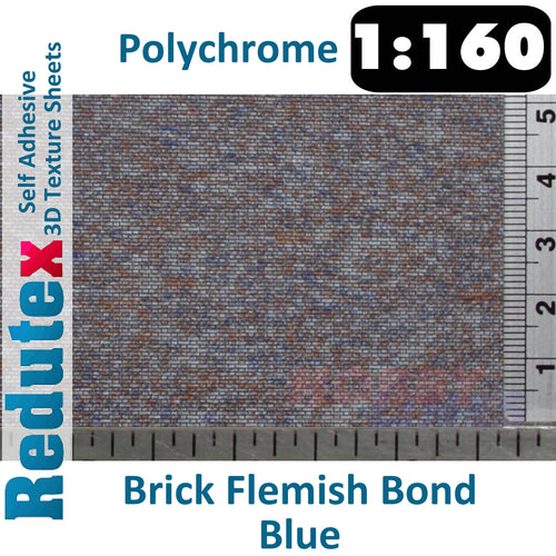 Redutex BRICK PLAIN BOND POLYCHROME Blue N 3D Flexible Texture Sheet 160LD324