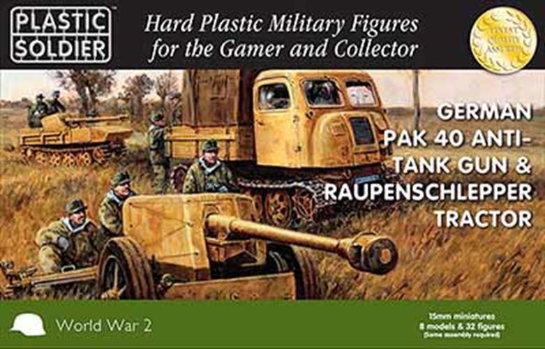 Plastic Soldier 15mm WW2G15004 German PAK 40 Anti Tank With RAUPENSCHLEPPER WW2