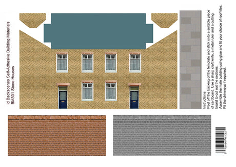 Dressed Stone Houses Self Adhesive Building Papers OO 1:76 Art Printers BM301
