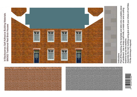 RED BRICK HOUSES Self Adhesive Building Papers OO 1:76 Art Printers BM302