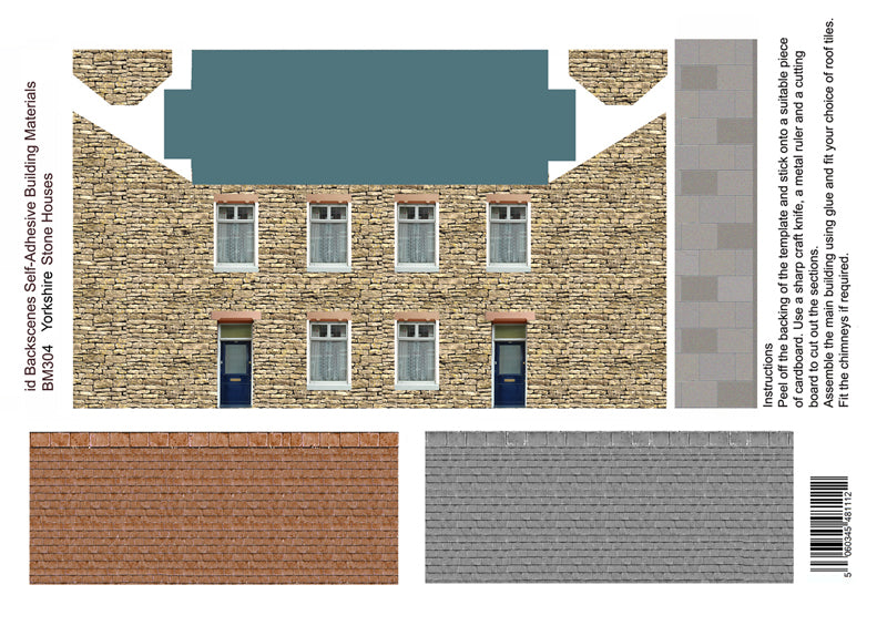 YORK STONE HOUSES Self Adhesive Building Papers OO 1:76 Art Printers BM304