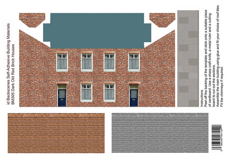 DARK OLD RED BRICK HOUSES Self Adhesive Building Papers OO Art Printers BM305