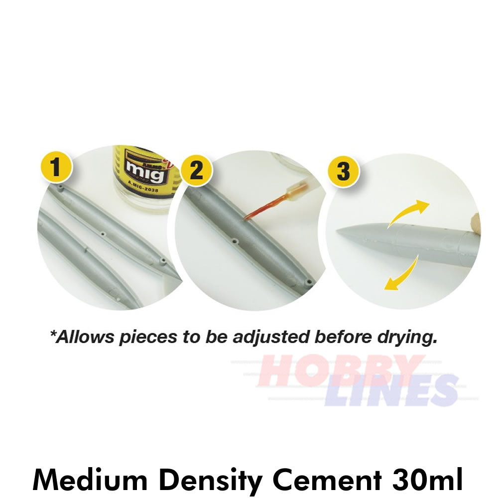 MEDIUM DENSITY CEMENT - SLOW DRY 30ml glue for plastic AMMO Mig Jimenez Mig2038