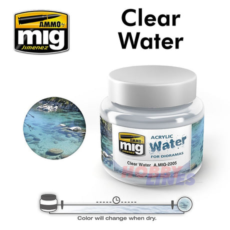 ACRYLIC WATER for Dioramas 250ml Range AMMO By Mig Jimenez  MIG2200/1/2/3