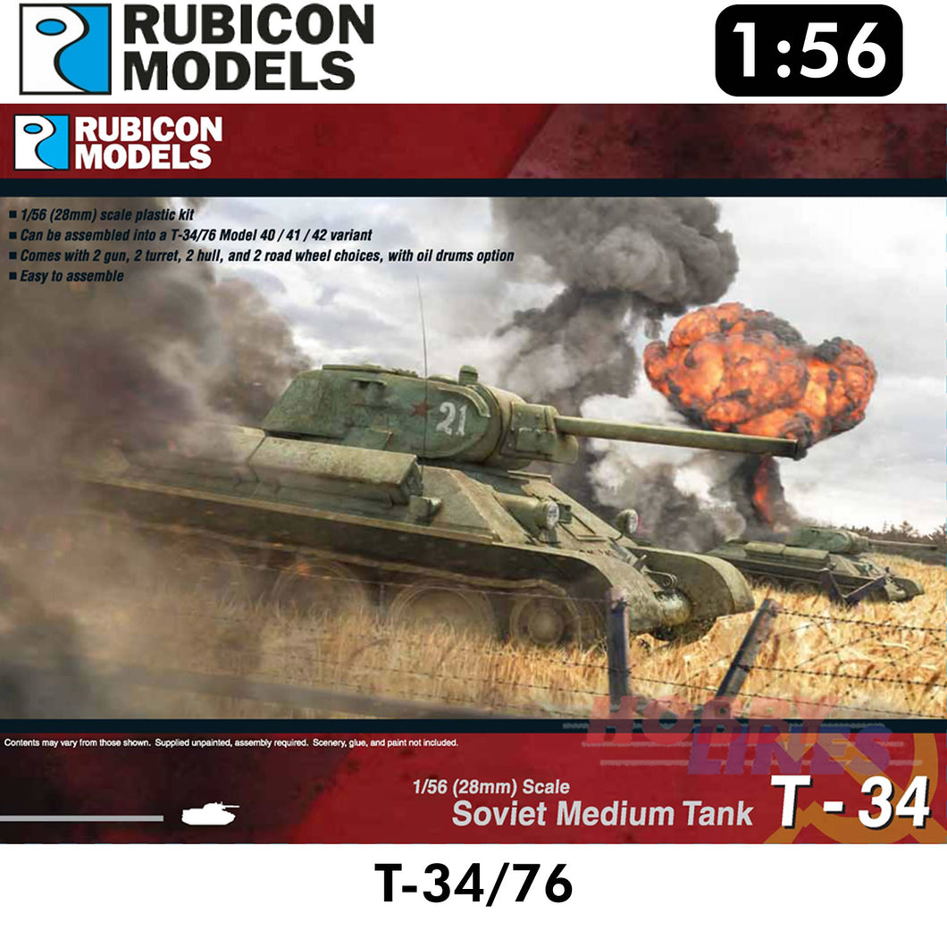 Soviet Medium Tank T-34/76 WWII Plastic Model Kit 1:56 Rubicon Models 280013