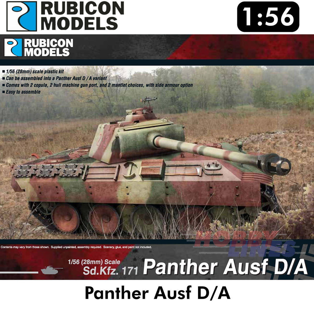 Panther Ausf D & A German Tank WWII Plastic Model Kit 1:56 Rubicon Mod ...