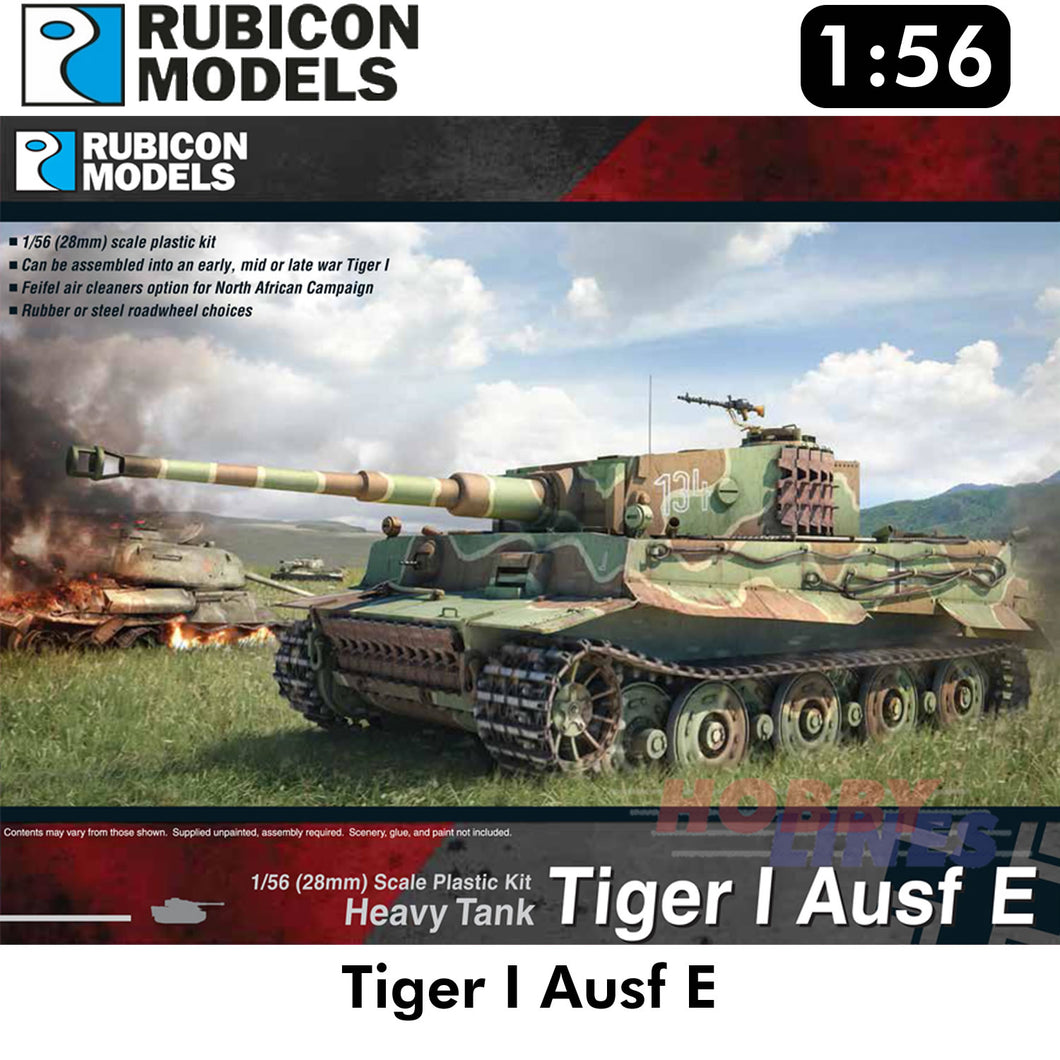 Tiger I Ausf E German Tank WWII Plastic Model Kit 1:56 Rubicon Models 280016