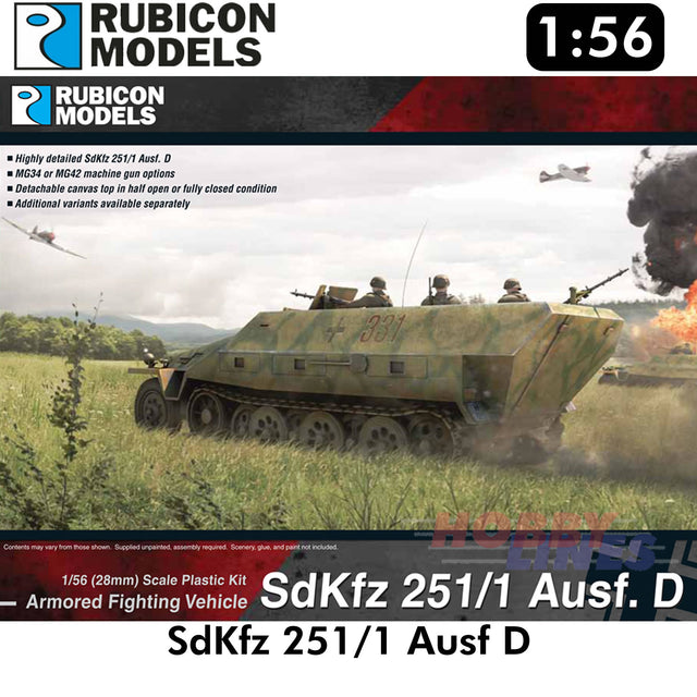 SdKfz 251/1 Ausf D (aka 251D) WWII Plastic Model Kit 1:56 Rubicon Models 280018