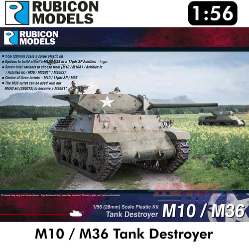 M10 Wolverine / M36 Jackson Tank Plastic Model Kit 1:56 Rubicon Models 280029