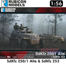 Load image into Gallery viewer, SdKfz 250/1 Alte/ SdKfz 253 (aka 2) Plastic Model Kit 1:56 Rubicon Models 280032
