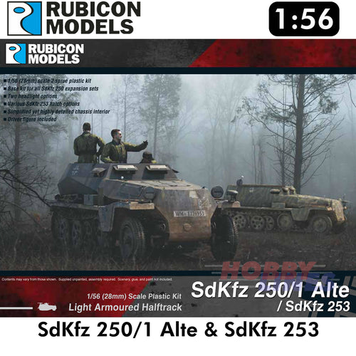 SdKfz 250/1 Alte/ SdKfz 253 (aka 2) Plastic Model Kit 1:56 Rubicon Models 280032