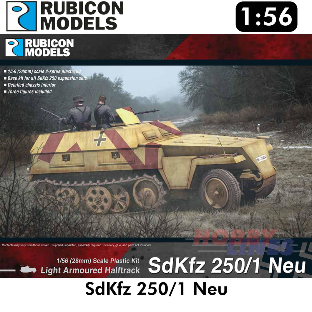 SdKfz 250/1 Neu (aka 250N) Halftrack Plastic Model 1:56 Rubicon Models 280038