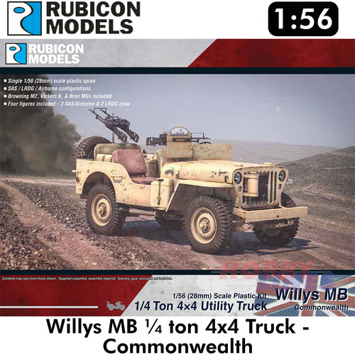 Willys MB ¬ ton 4x4 Truck (Commonwealth) Model Kit 1:56 Rubicon Models 280050