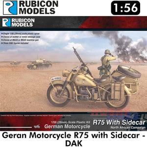 German Motorcycle R75 with Sidecar (DAK) Model Kit 1:56 Rubicon Models 280052