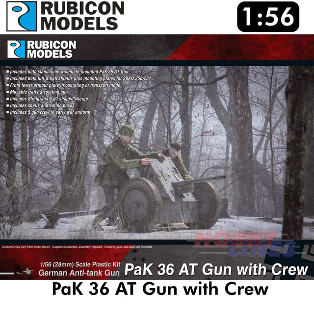 PaK 36 AT Gun with Crew Model Kit 1:56 Rubicon Models 280057