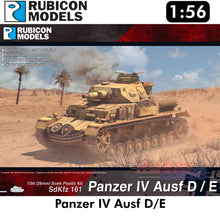 Load image into Gallery viewer, Panzer IV Ausf D/E Tank Plastic Model Kit 1:56 Rubicon Models 280076
