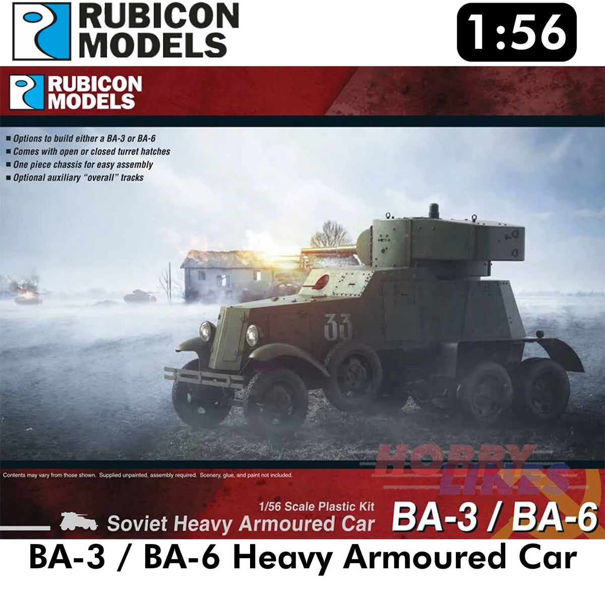 BA-3 / BA-6 Heavy Armoured Car Plastic Model Kit 1:56 Rubicon Models 2 ...