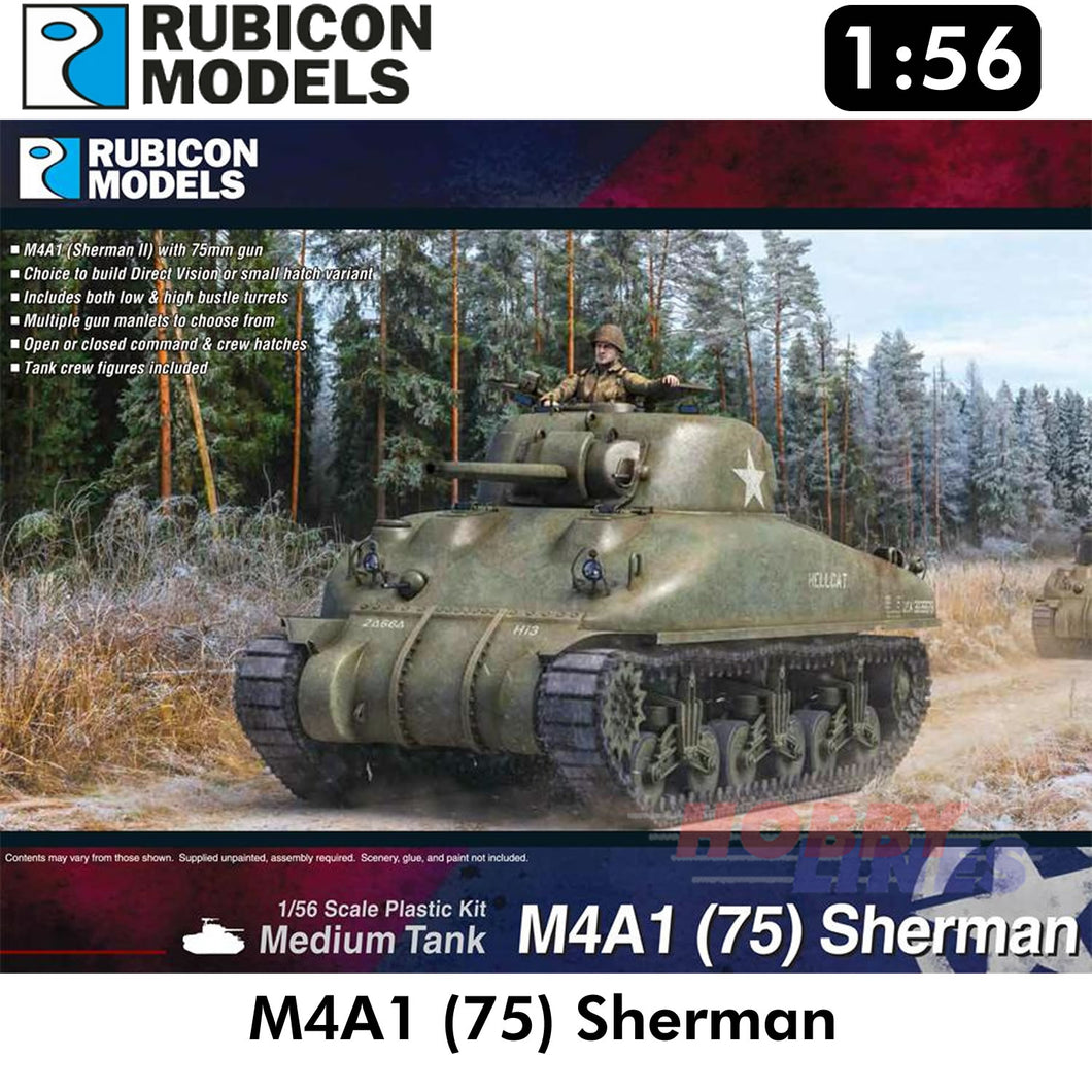M4A1(75) Sherman - DV & SH Tank Plastic Model Kit 1:56 Rubicon Models 280086